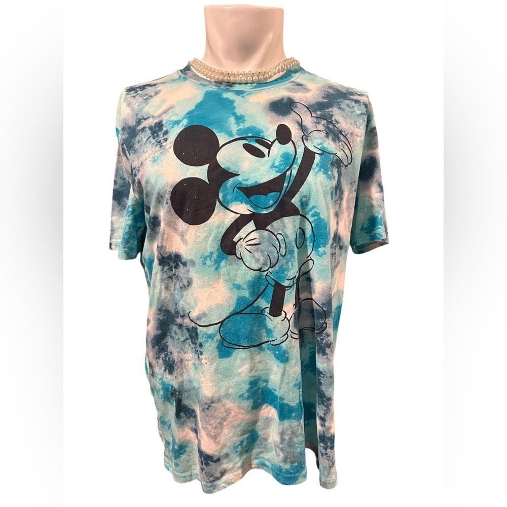 Disney Blue Teal Tie-Dye Mickey Mouse Short Sleeve Tee